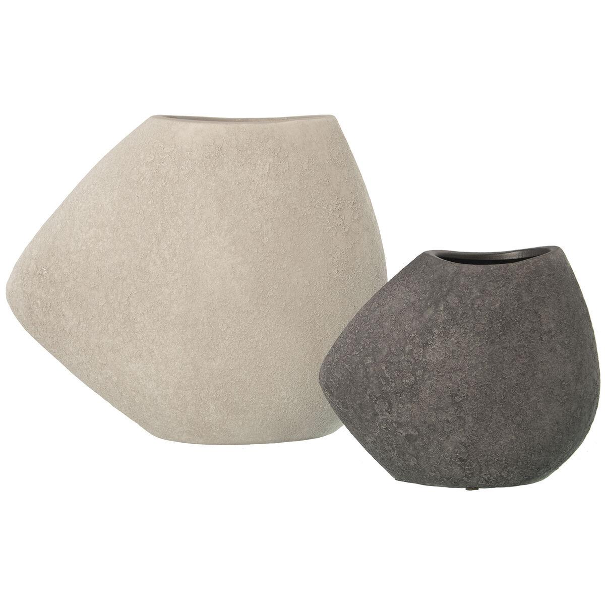 Ensemble de 2 Vases Alexandra House Living Blanc Gris Céramique 22 x 20 x 13 cm