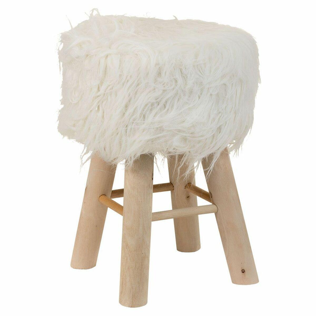 Tabouret Alexandra House Living Blanc Tissu Peluche Bambou Pin Éponge Bois MDF 32 x 44 x 3