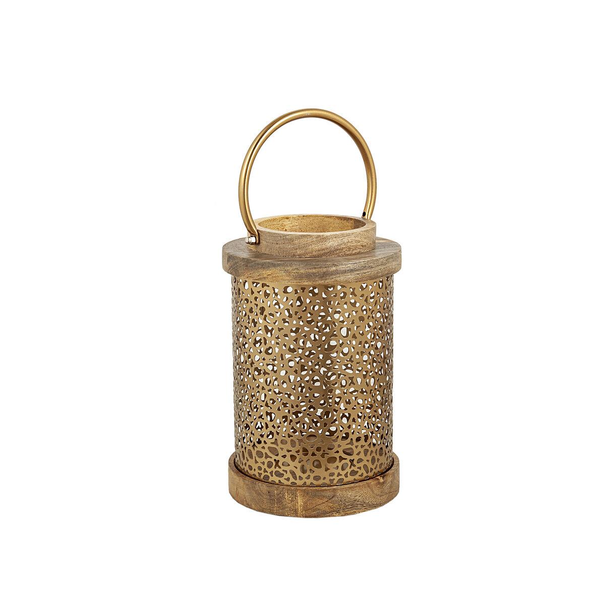 Lanterne Romimex Marron Doré Bois Métal