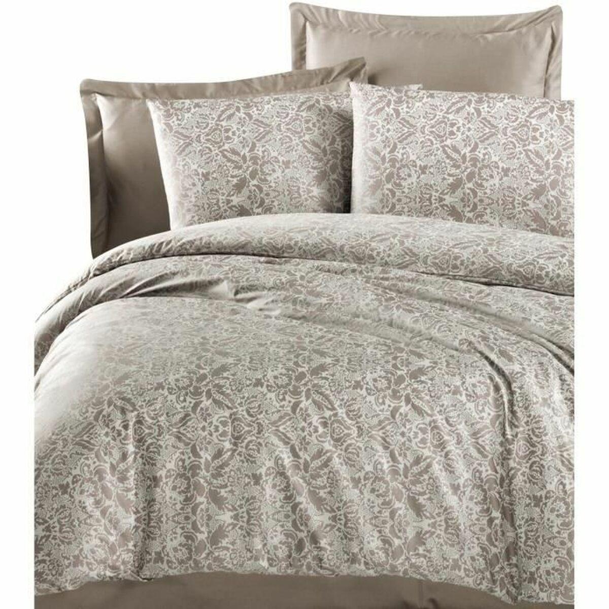 Parure de couette Beige — King size 3 pièces, 100 % coton