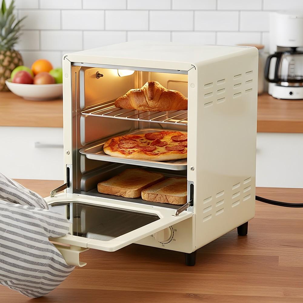 Mini Four Compact 15L, 3 Niveaux de Cuisson