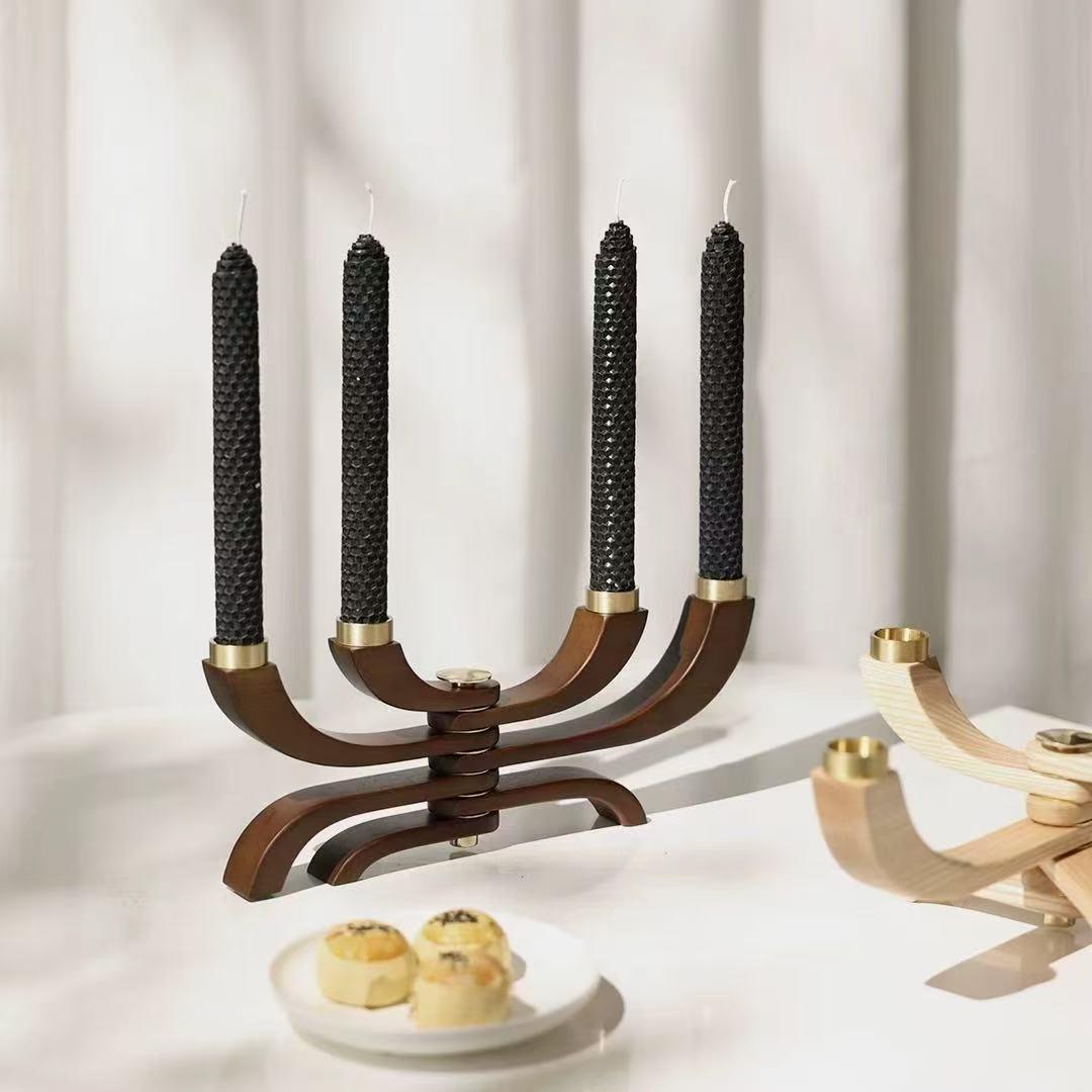 Bougeoir Design Bois & Métal Élégance Contemporaine